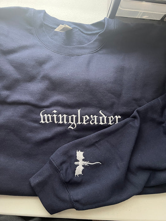 SAMPLE SALE- (XL) Navy Wingleader Embroidered Crewneck- *Ready to Shi